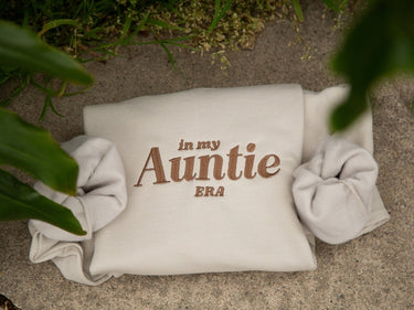 In my auntie era Embroidered crewneck Sweatshirt, auntie gift, auntie sweatshirt, Best Aunt Tshirt, custom auntie sweatshirt, New aunt